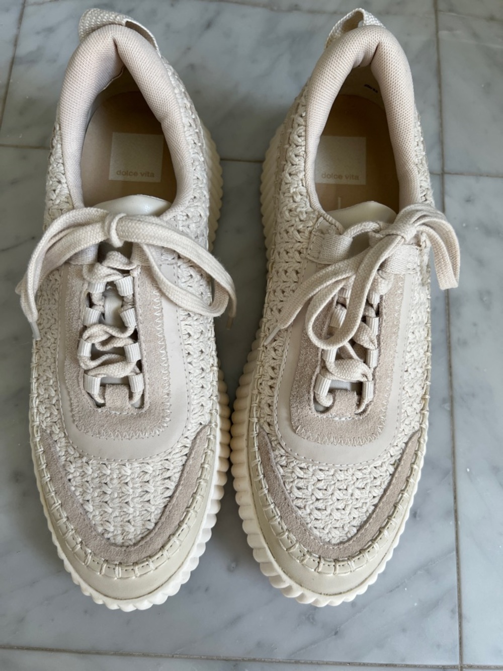 NWOT Dolce Vita Cream Knit Lace-Up Sneakers